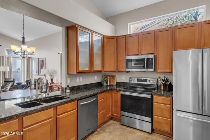 ...opens to the dining area and family room