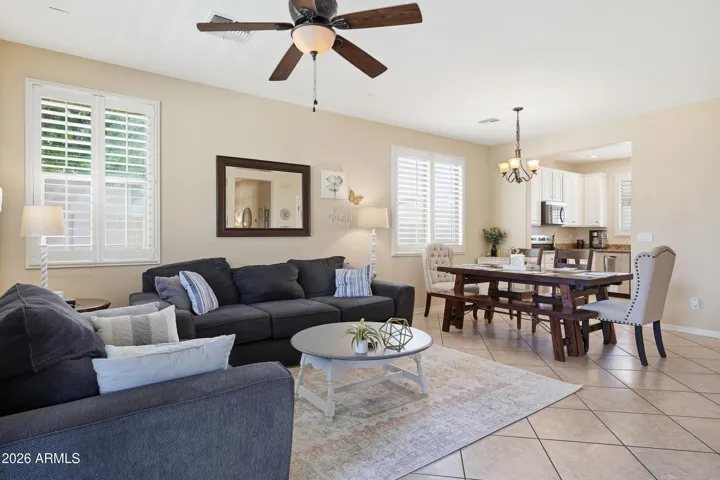 The open concept helps makes the most of the SF, great room with dining area, sitting area and opens to the kitchen.