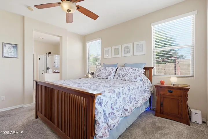 Open primary suite with plenty of space for a King and furniture.