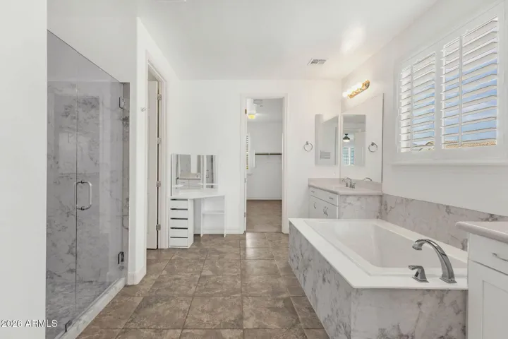 Separate remodeled shower and soaking tub