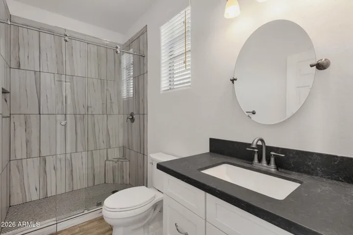 Built in 2021 with a shower, toilet and sink.