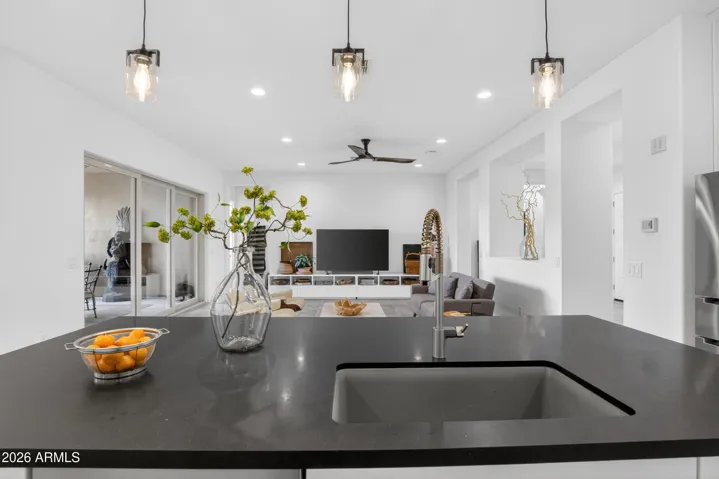 Honed Granite Counter tops. Upgraded lighting fixtures