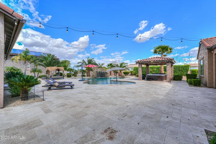 Large Travertine Paver Patio & Outdoor Space