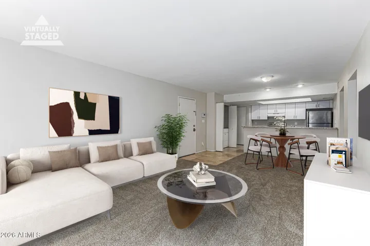 living area virtually staged