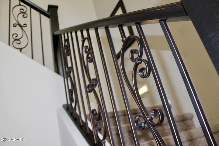 Decorative iron railing adds a nice touch