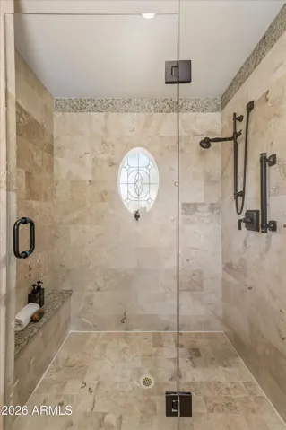 Custom Travertine Walk-In Shower