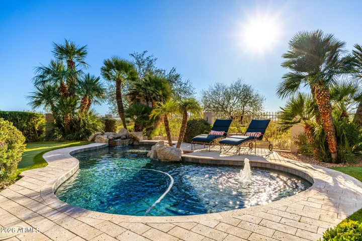 pool with waterfall/feature