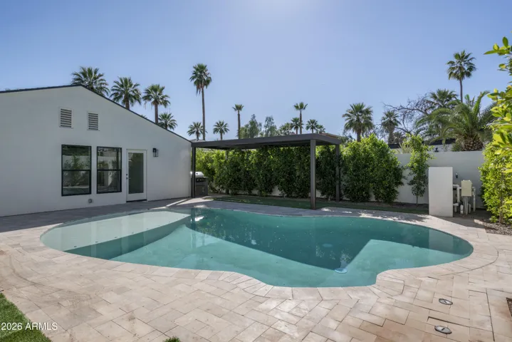 Backyard with built in barbaque