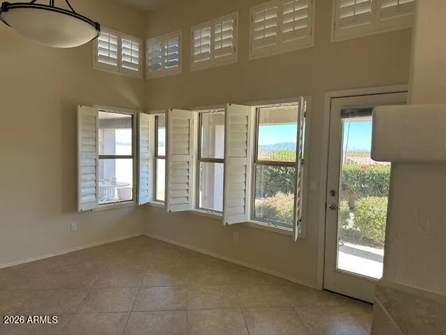 The plantation shutters offer style and energy efficiency.