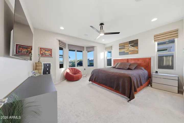 Primary bedroom with water views