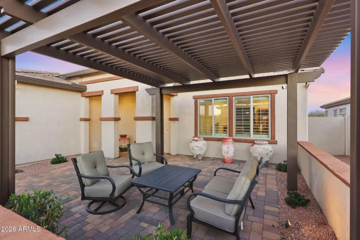 Pergola covered courtyard