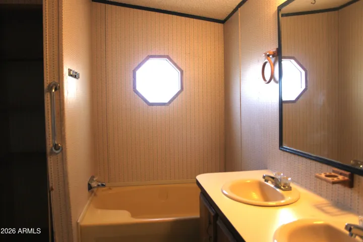A soaking tub in the master