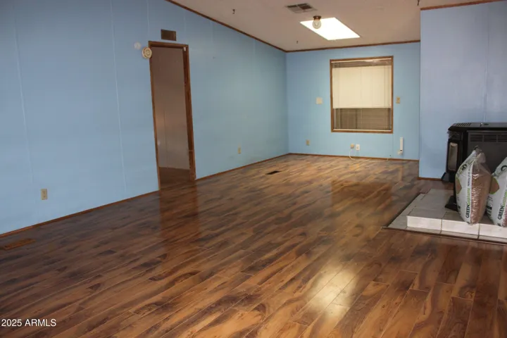 Highly polished wood laminate in living/great room