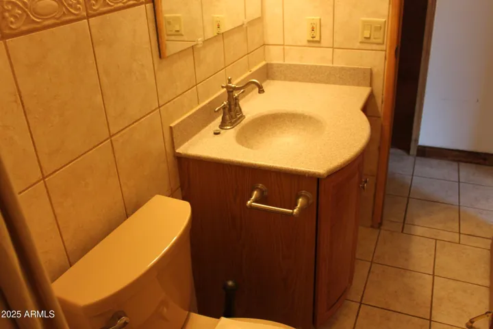Lots of tile in guest/hall bath