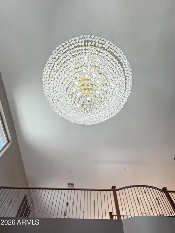 Crystal gorgeous chandelier in family sitting area