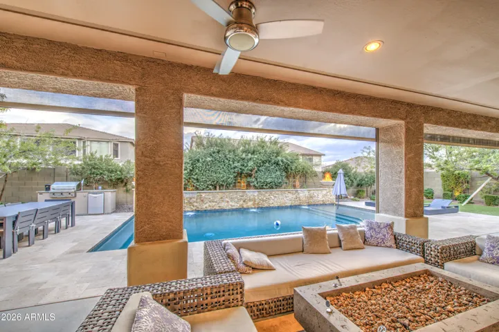 Backyard with sitting area