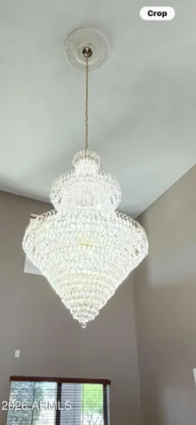 Crystal chandelier in the living room