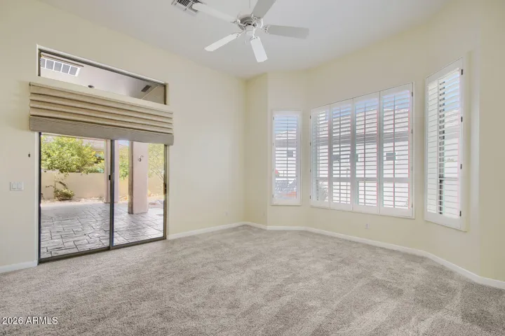 Master bedroom with Sliding glass door out to the hottub