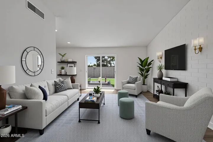Option #1 with virtual staging for living/media room.