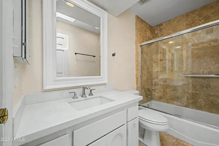 Nicely updated guest bath.