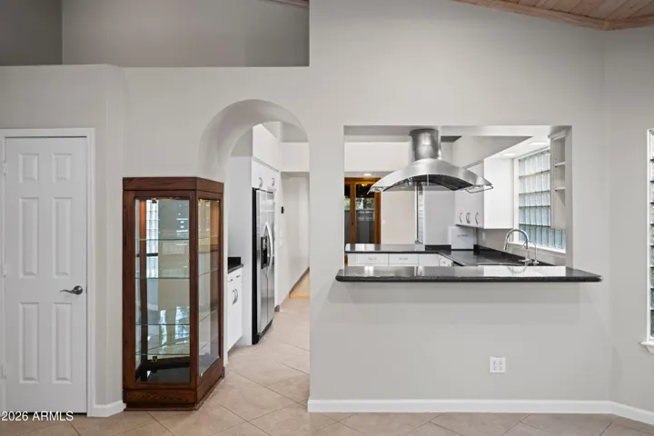 View into kitchen