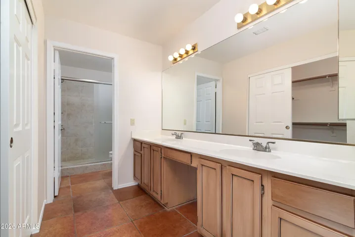 Primary bathroom with dual sinks