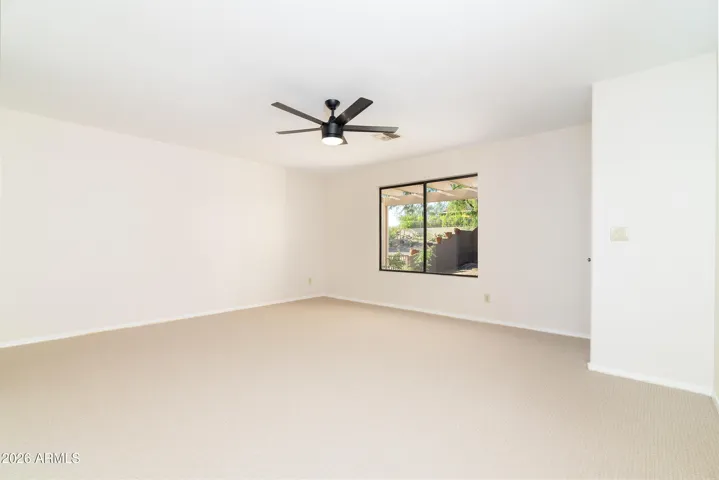 Primary bedroom with brand new carpet