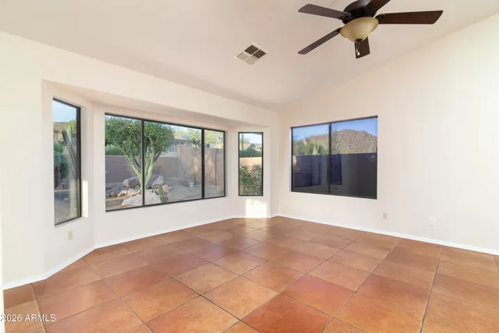 Family room off kitchen with view of Dinosaur Mountain
