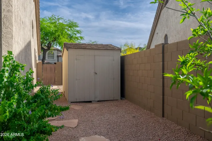 Storage shed with lighting and electric