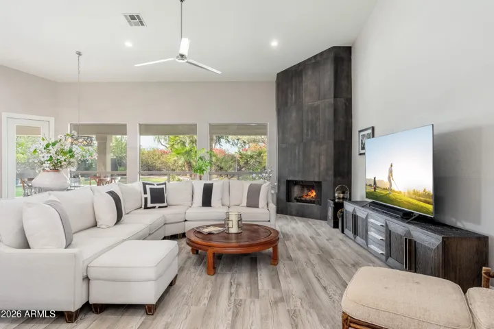 Family room with fireplace