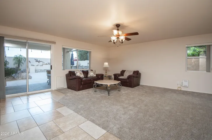 Great room with backyard