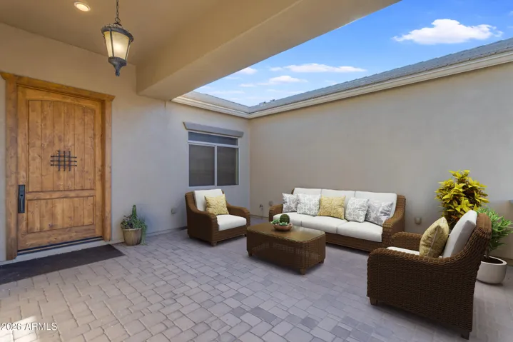 Front Door entry Courtyard Vstaged
