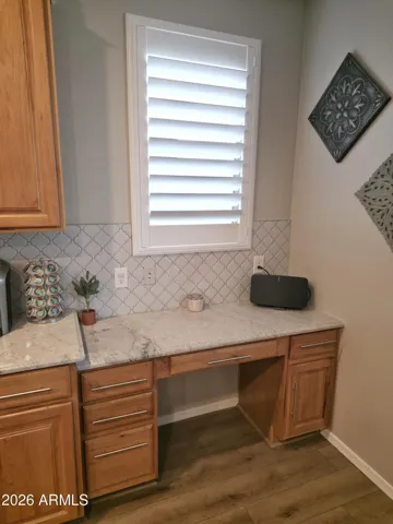 Desk area with shutters