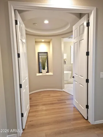 Bathroom to the right and room to the left