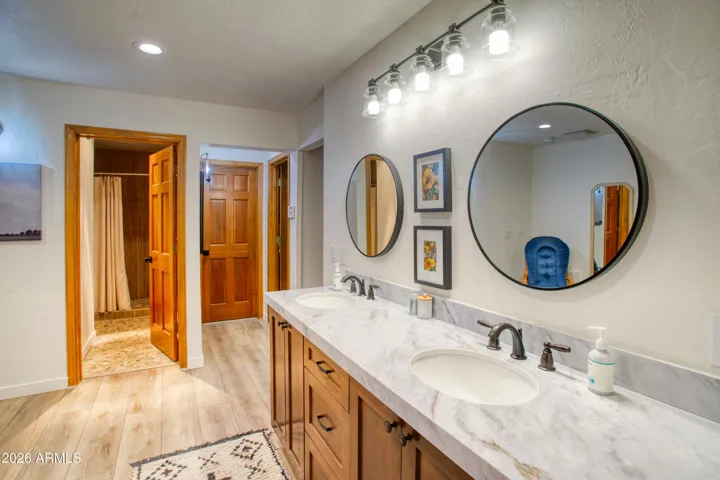 Master Bath, Shower and separate Toilet Room, 2nd laundry off to right