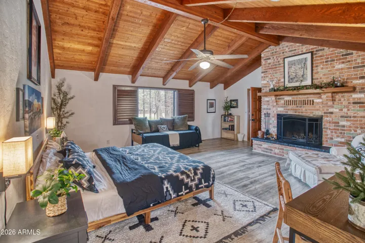 Master Bedroom with wood burning fireplace