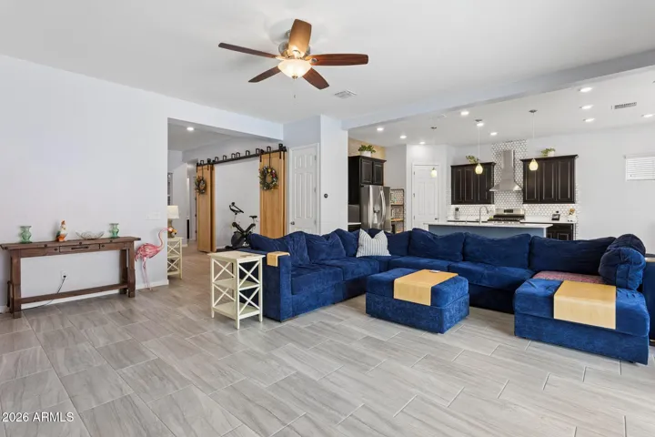 Large living room designed for comfort and flexibility