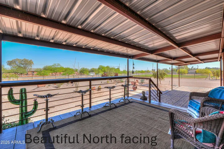 west facing porch and saddle up bar