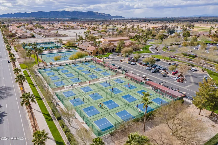 Great view of the pickleball and tennis courts