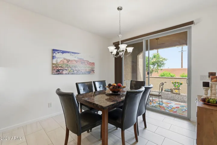 Dining Area overlooking the back patio and courtyard