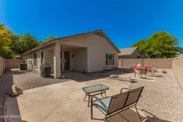 North exposure backyard w/ 3 separate flagstone pads