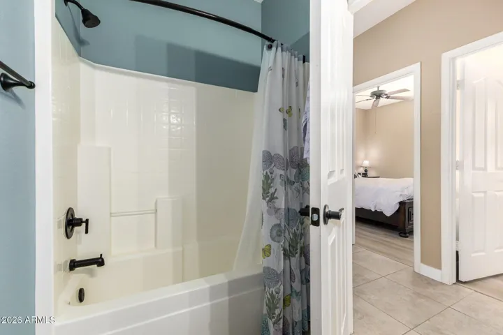 Large tub and shower combo for the kiddos too