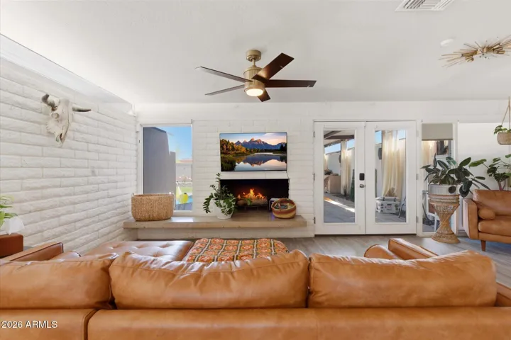 Exposed brick walls