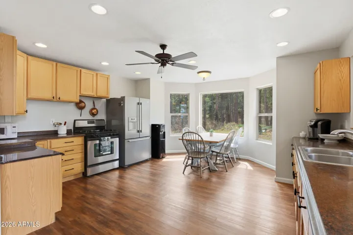 Eat-in kitchen with views of the beautiful forest