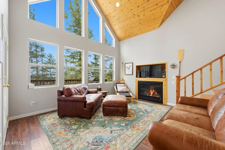 With a wall of windows bringing the outside in