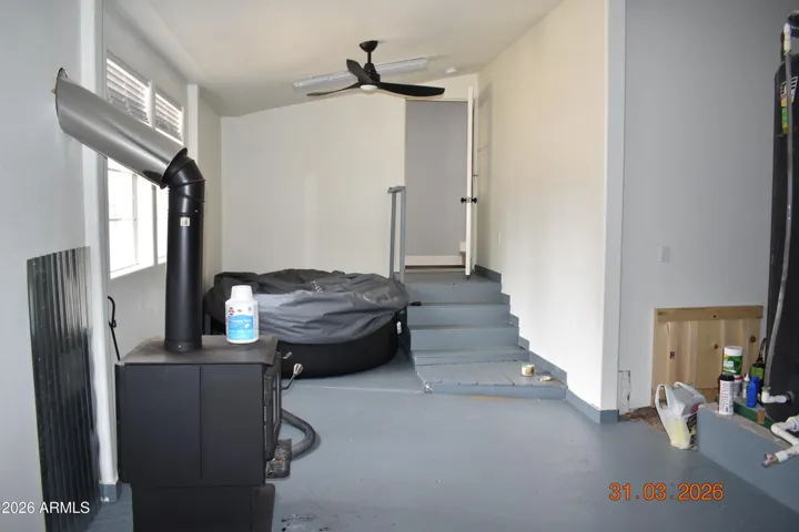 Extra storage room off kit/laundry.