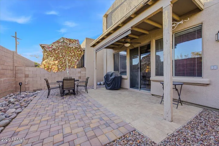 Covered Patio provides shade and low care.