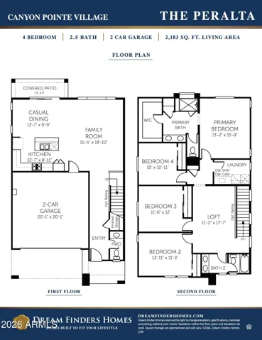 2183sf with 4 beds, loft and 2.5 baths