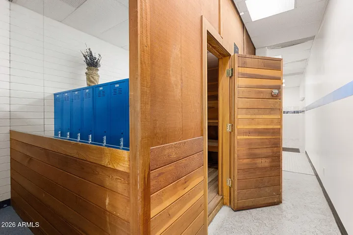 There are saunas inside the men's and the women's locker rooms