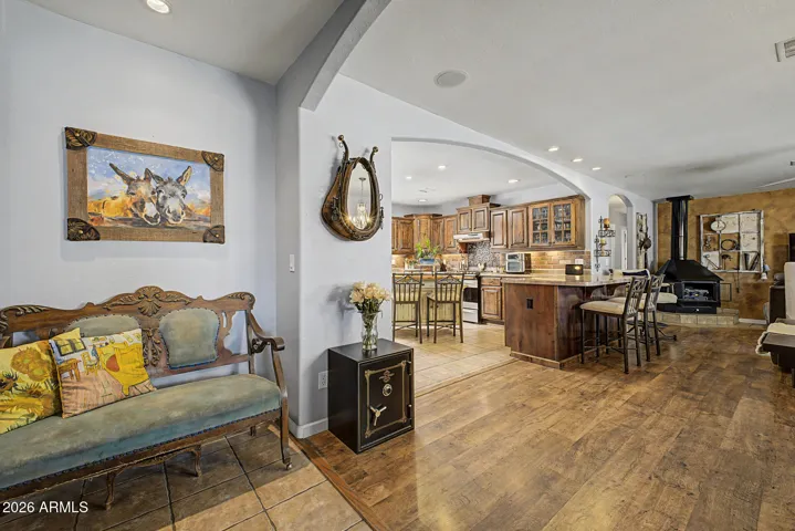 View from Great Room to Kitchen and Family Room